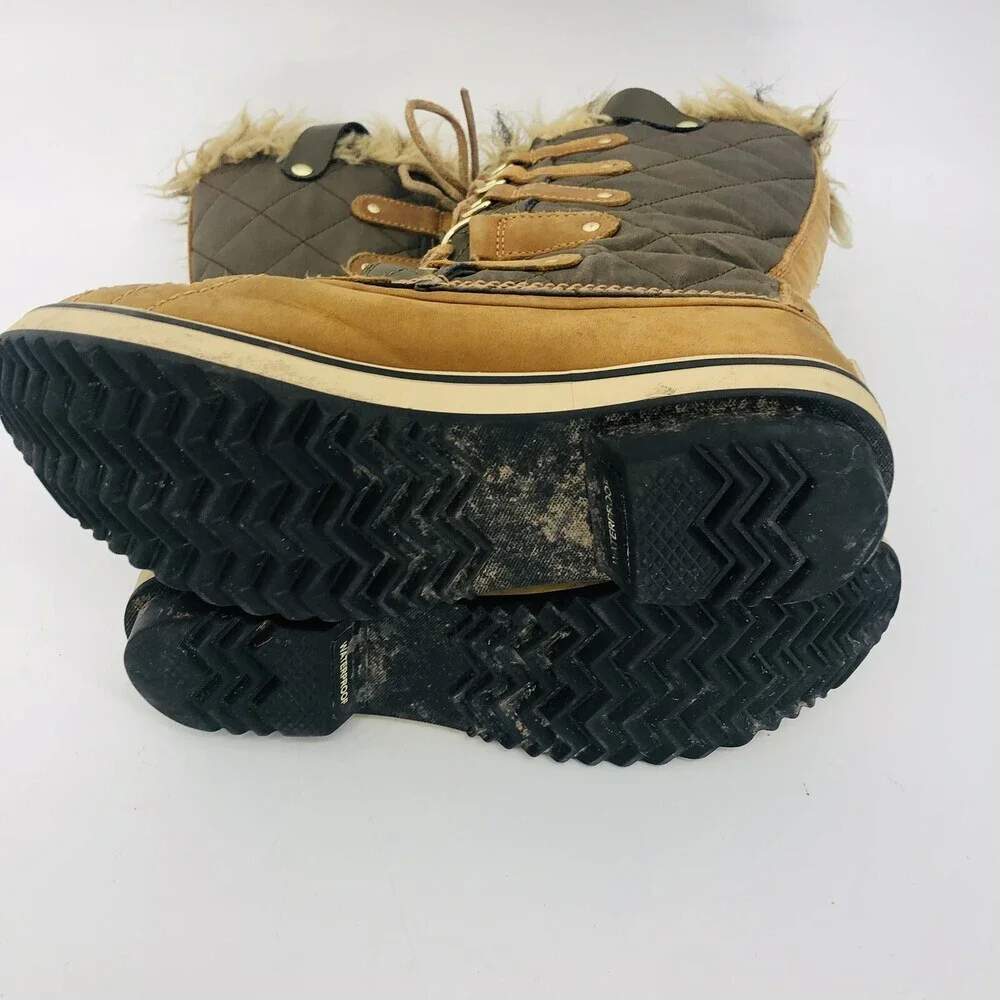 Sorel Tofino Women Sz 8 Lace-Up Boots Winter Snow Hiking NL1780-316 Camel/Green